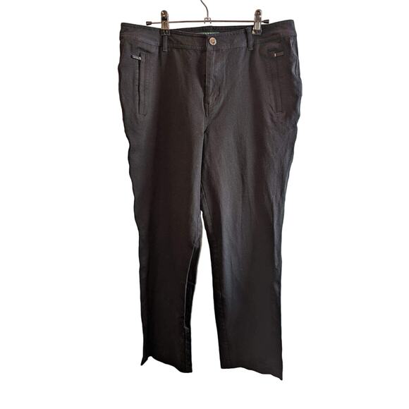 Lauren Ralph Lauren Trousers 12 Black Green Label Cotton Stretch Zip Pocket - Picture 1 of 5